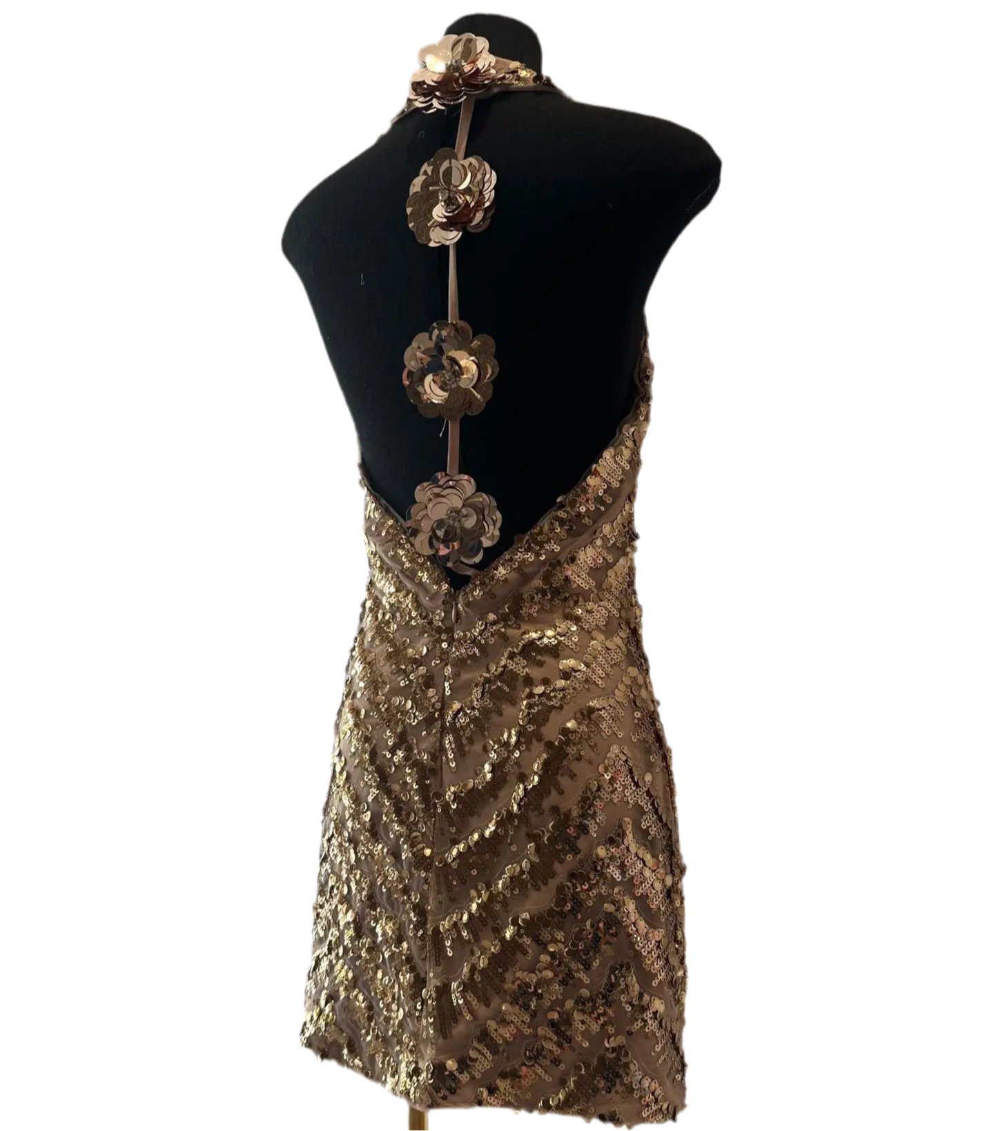 THARELLE  Sleeveless Golden Evening Gown