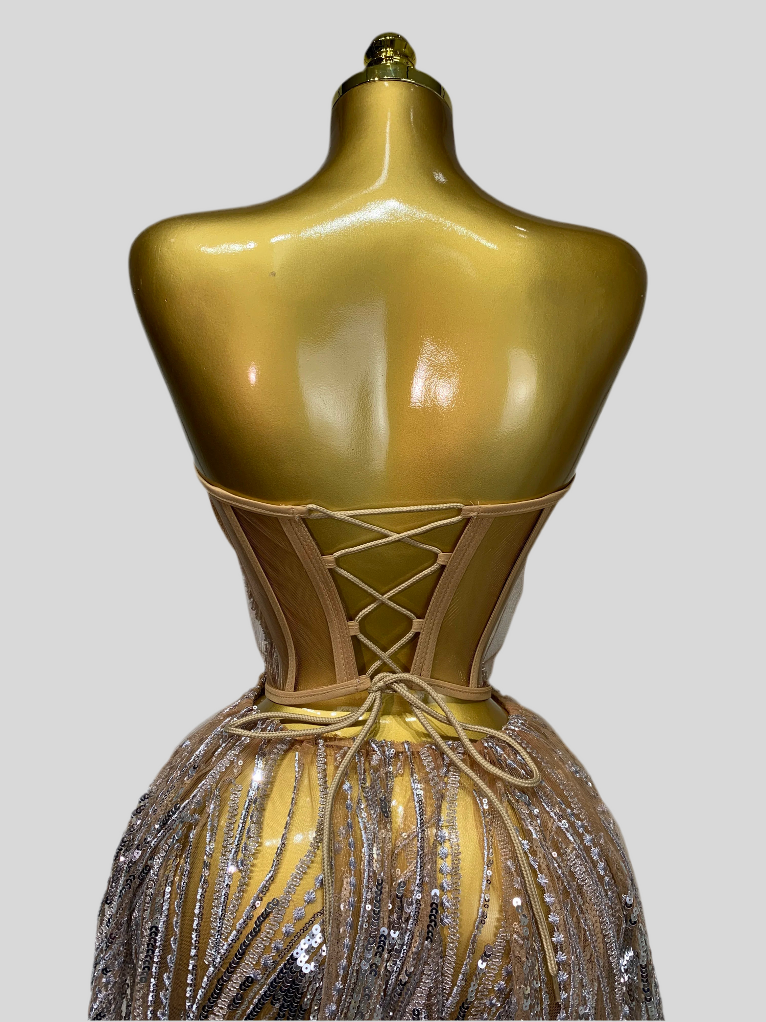 fafontessa strapless mesh crystal maxi dress