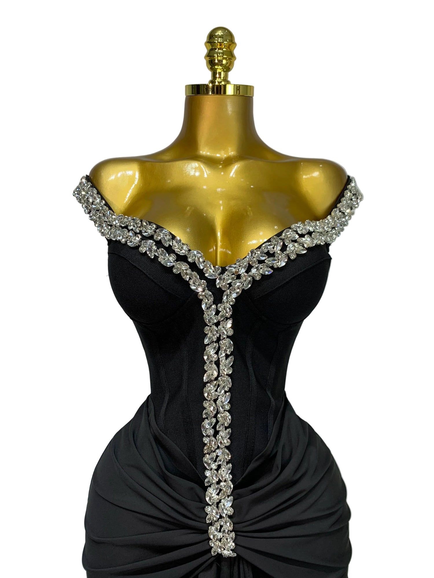 GLAMY Off-Shoulder Diamond Bandage Dress