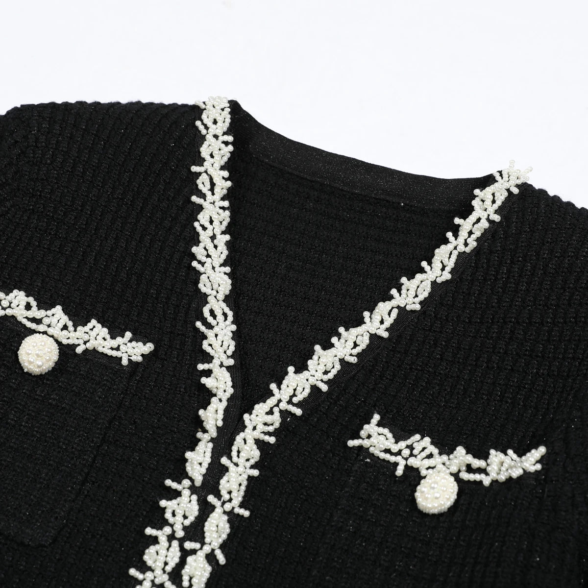 Riwaa  Elegant V-Neck Slim Fit Beaded Mini Dress