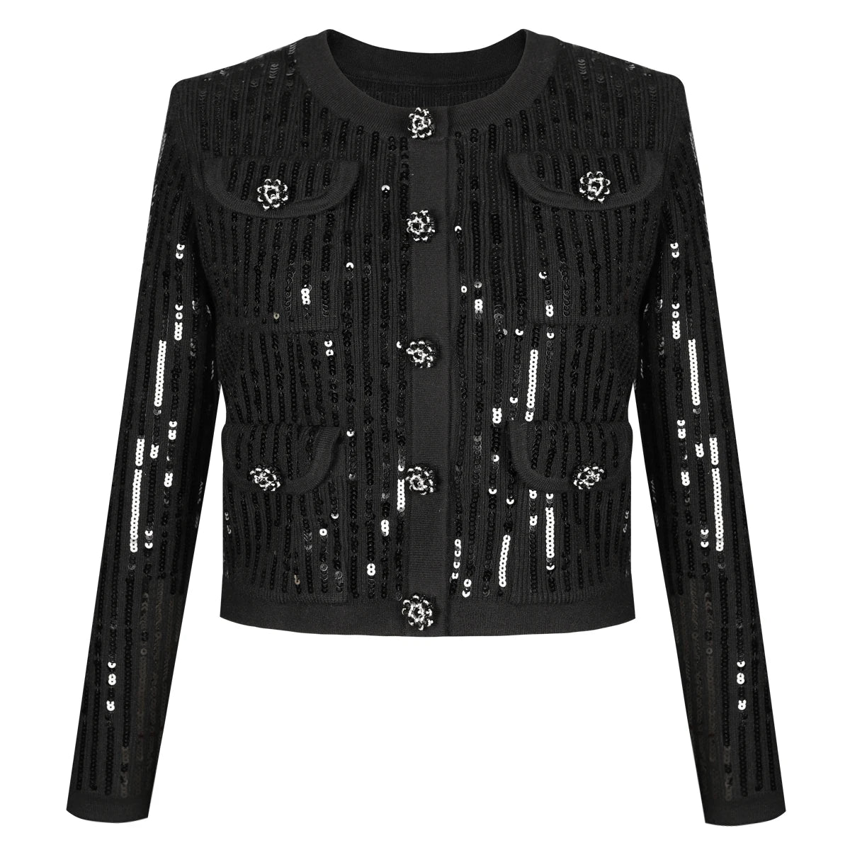 Lunivelle   Sequin Knit Cardigan & Pencil Skirt Set