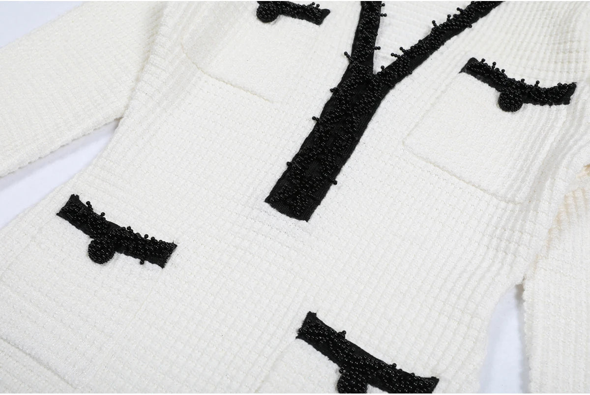 Riwaa  Elegant V-Neck Slim Fit Beaded Mini Dress