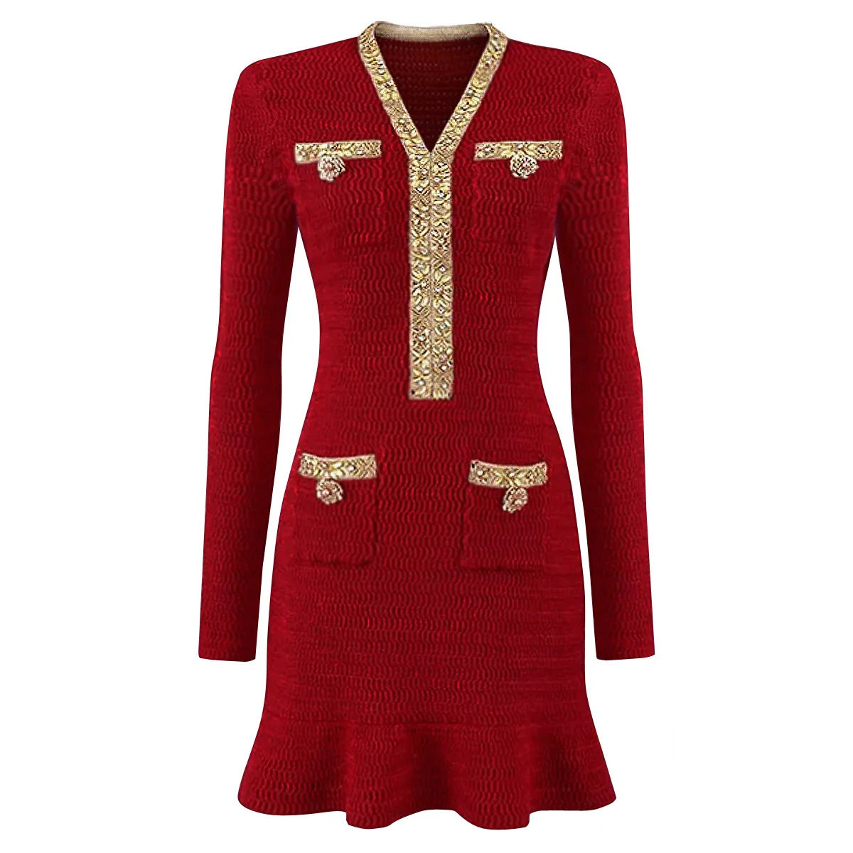 Éclavine   Women's Crystal Knit Mermaid Mini Dress