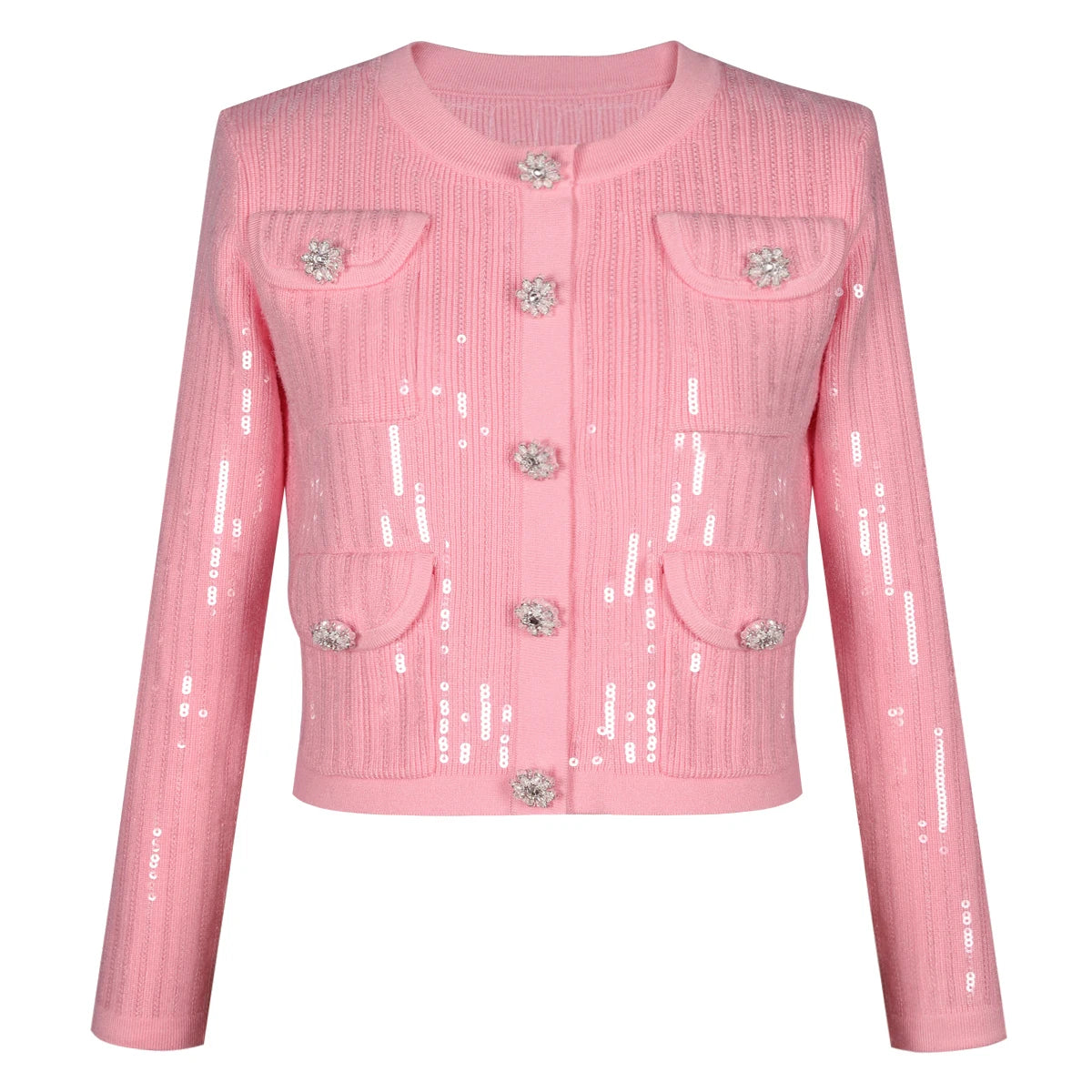 Lunivelle   Sequin Knit Cardigan & Pencil Skirt Set