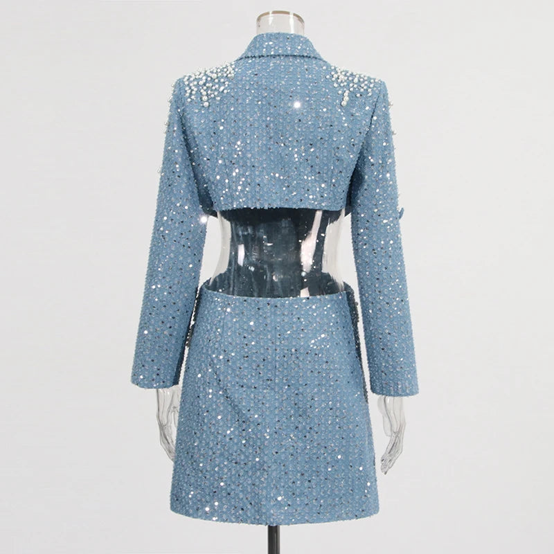 Sequinsa A Sequin blazer with pearl details