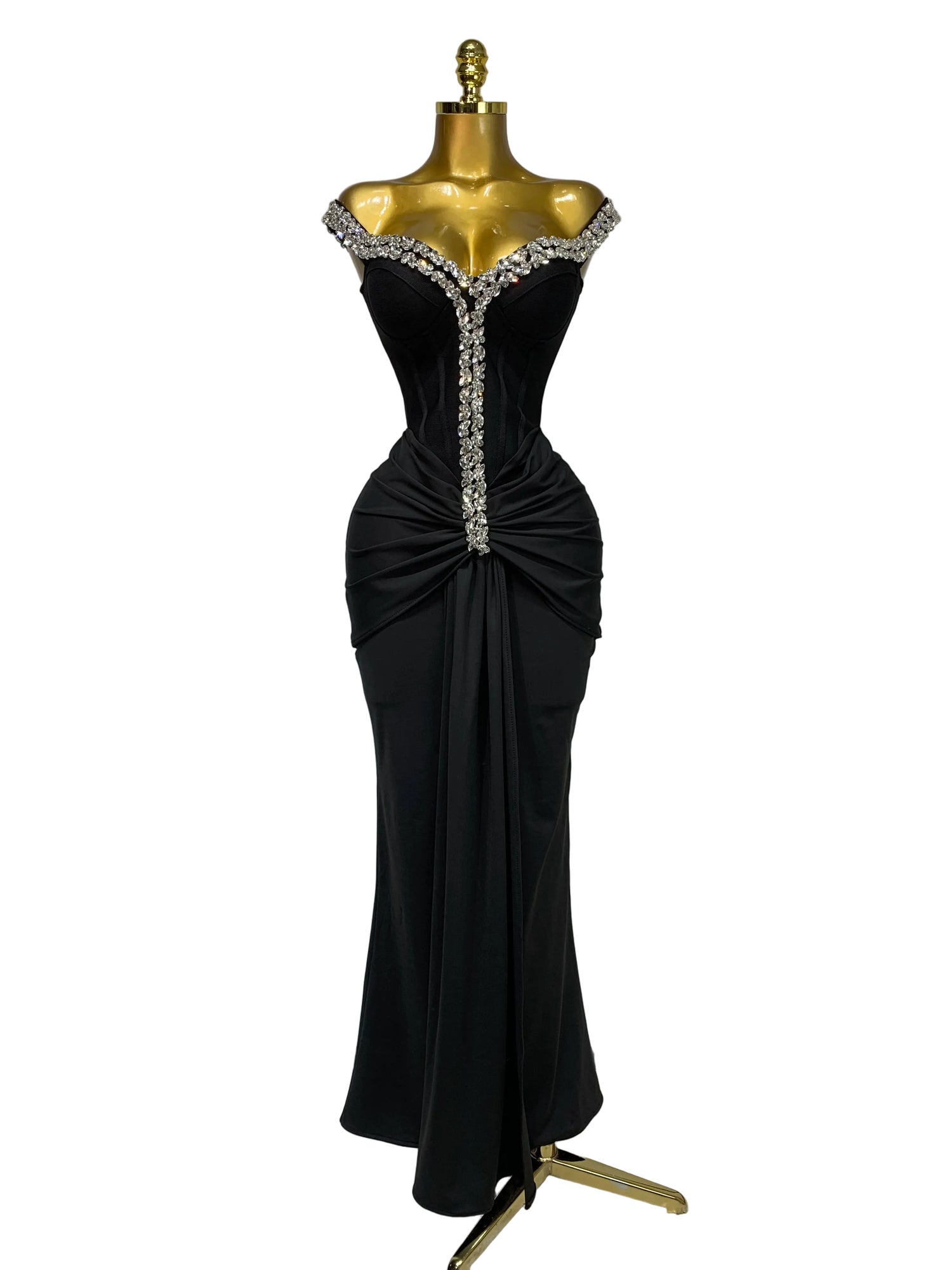 GLAMY Off-Shoulder Diamond Bandage Dress
