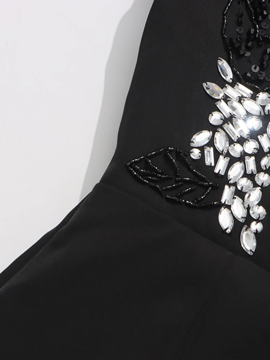 Monel  Elegant Black Diamond Jumpsuit