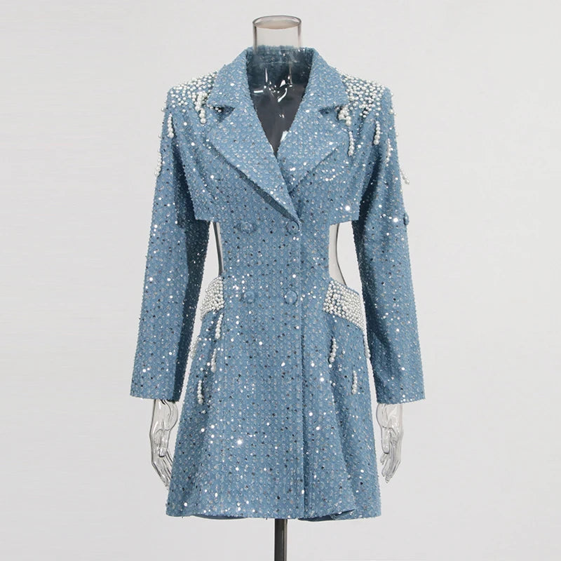 Sequinsa A Sequin blazer with pearl details