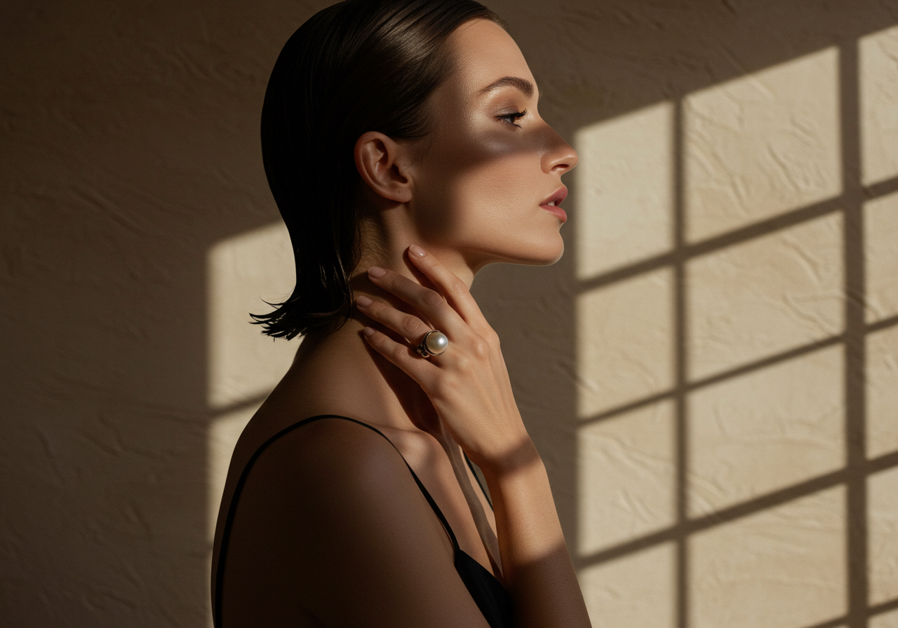 Woman with a pearl earring in a softly lit room