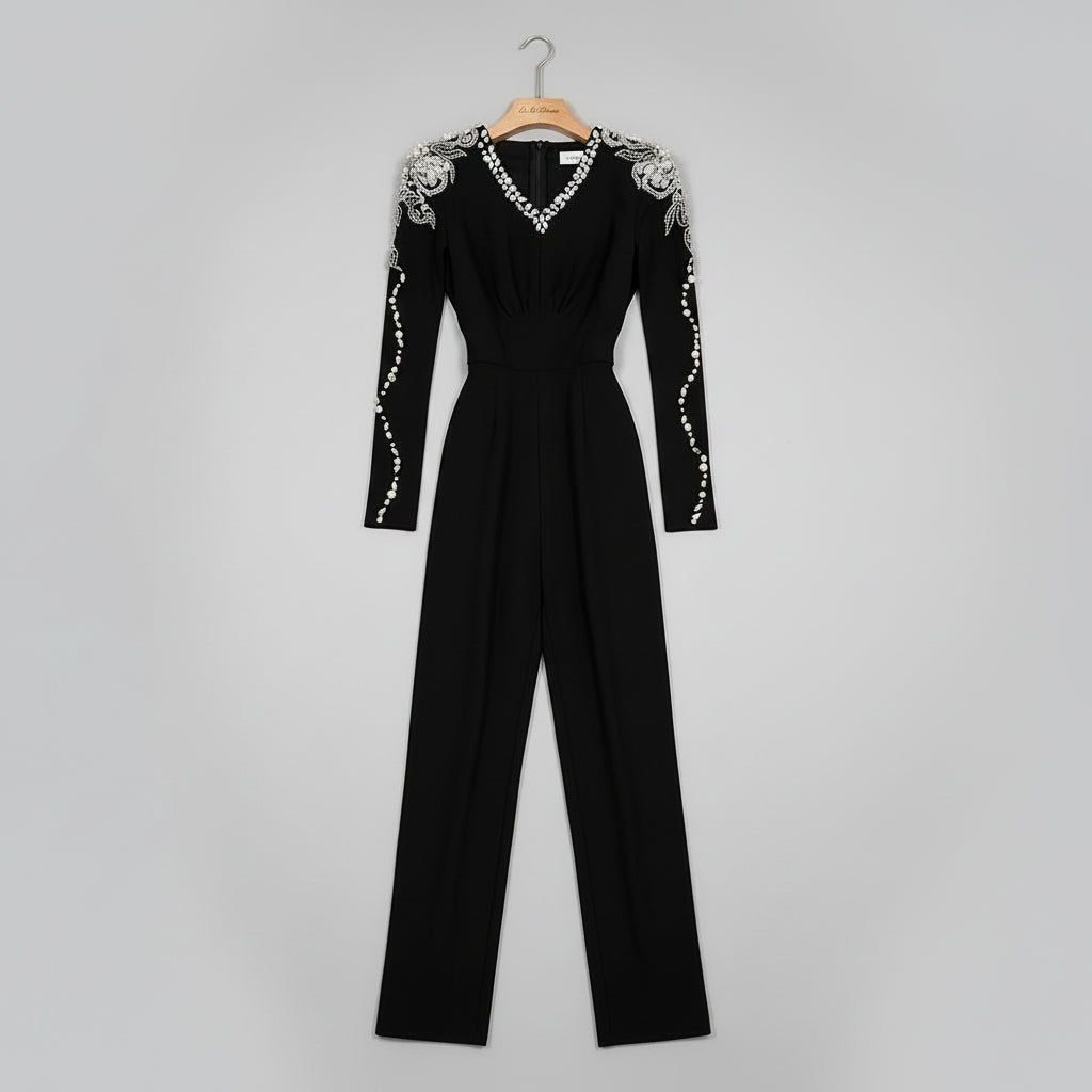 ACACIA Slim V - Neck Jumpsuit for Women – High Waist Casual Chic - Lu Di Lusso