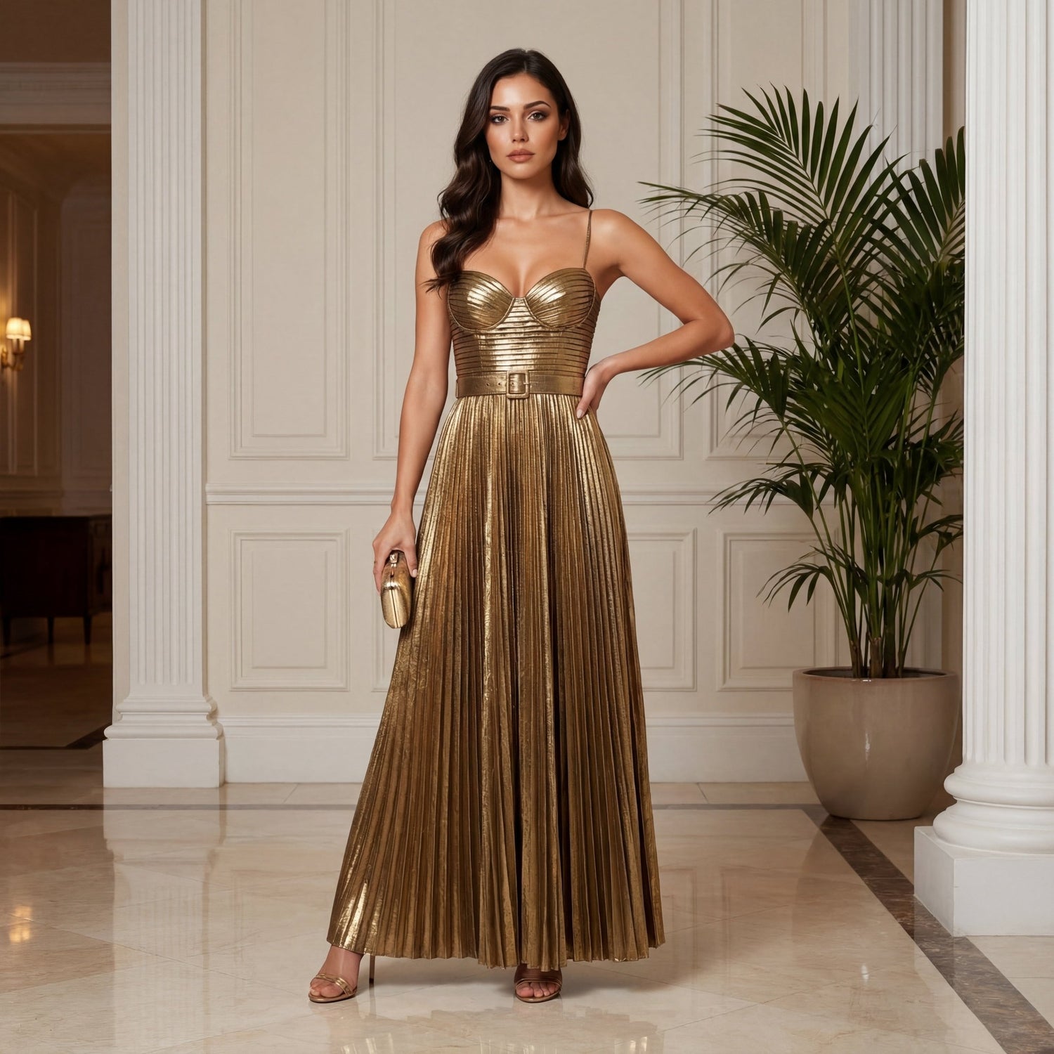 AURESSA Gold Vacation Dress - Lu Di Lusso