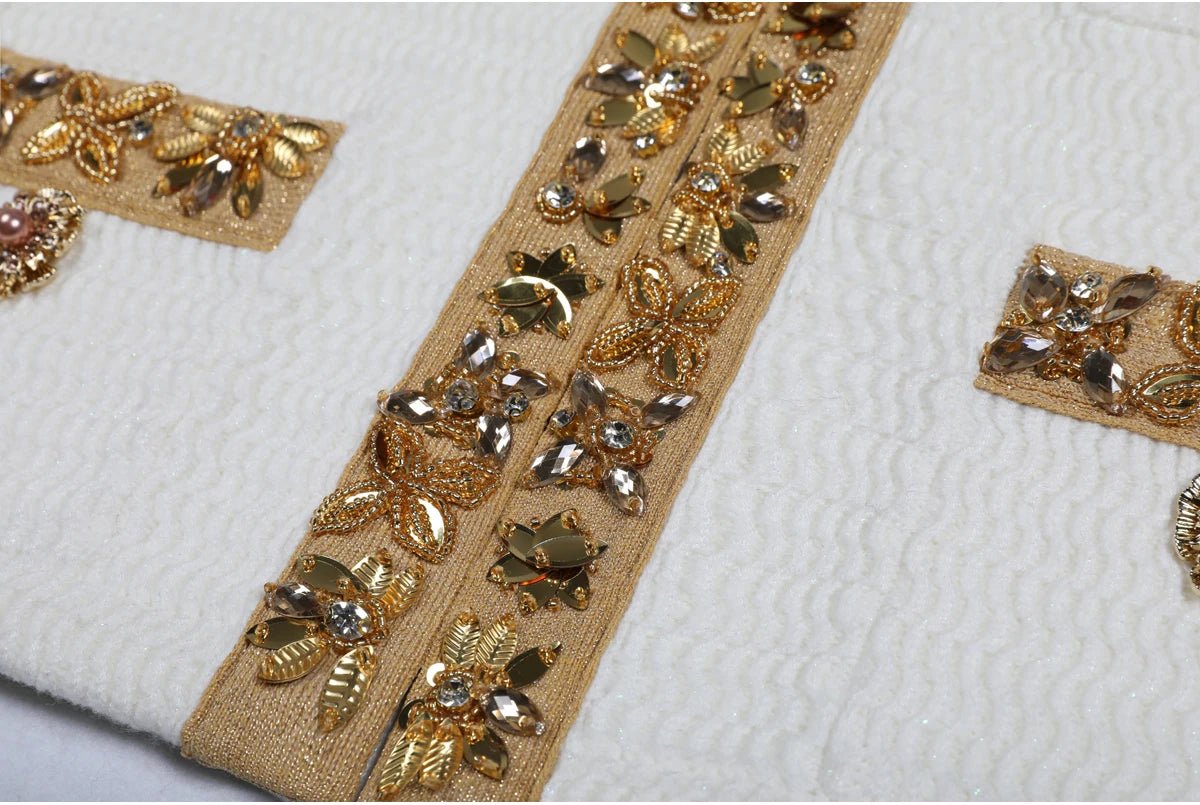 Aurivelle Knitted V - Neck Beaded Cardigan & Slim Skirt Set - Lu Di Lusso