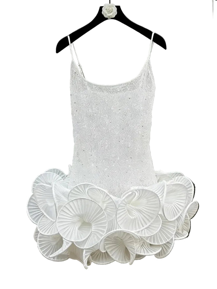 AURYN Black Mini Dress – Sleeveless 3D Folded - Lu Di Lusso