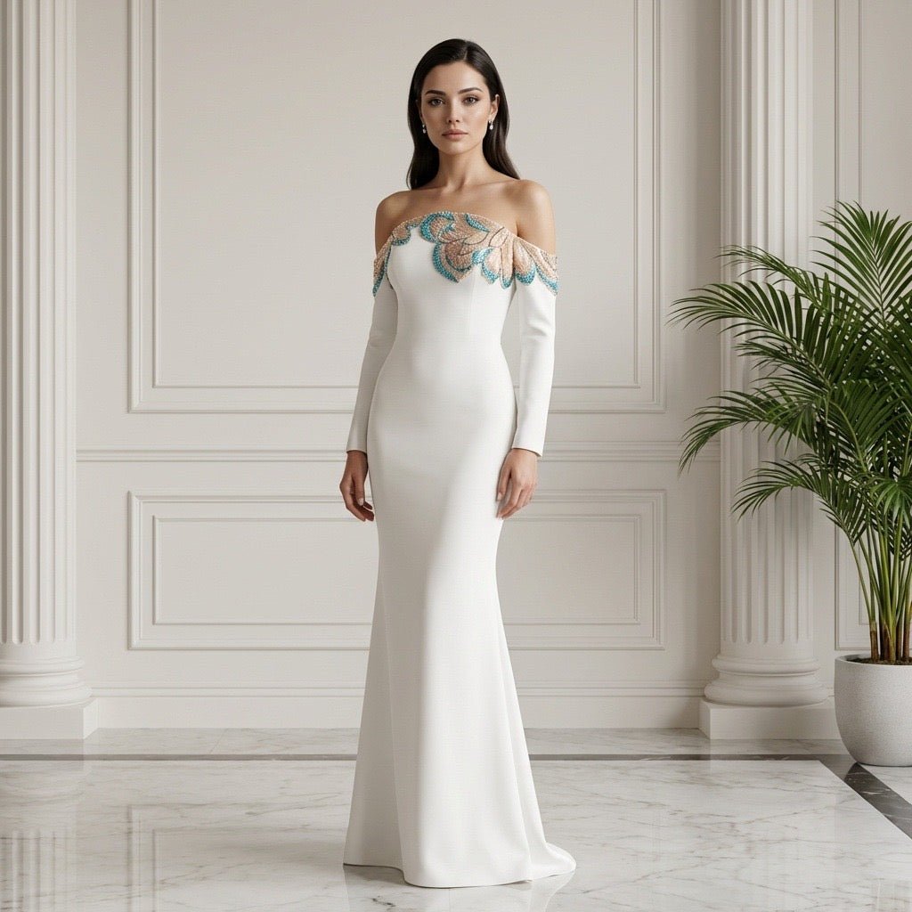 AVELORA Beaded Maxi Dress ✨ - Lu Di Lusso