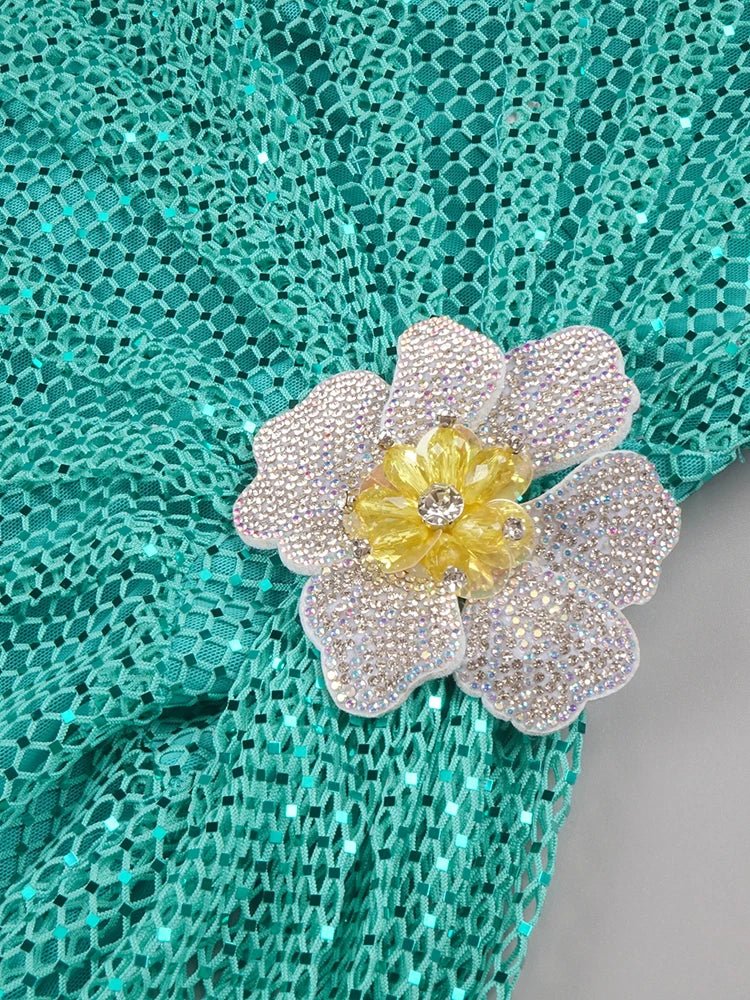 Azuraqueen Strapless long dress with floral and diamond details - Lu Di Lusso