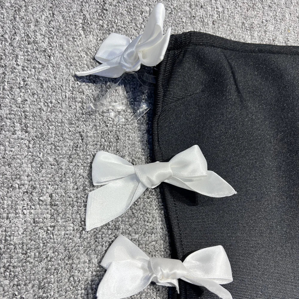 Bella - Strapless bandage maxi dress with side slit and butterfly accents. - Lu Di Lusso