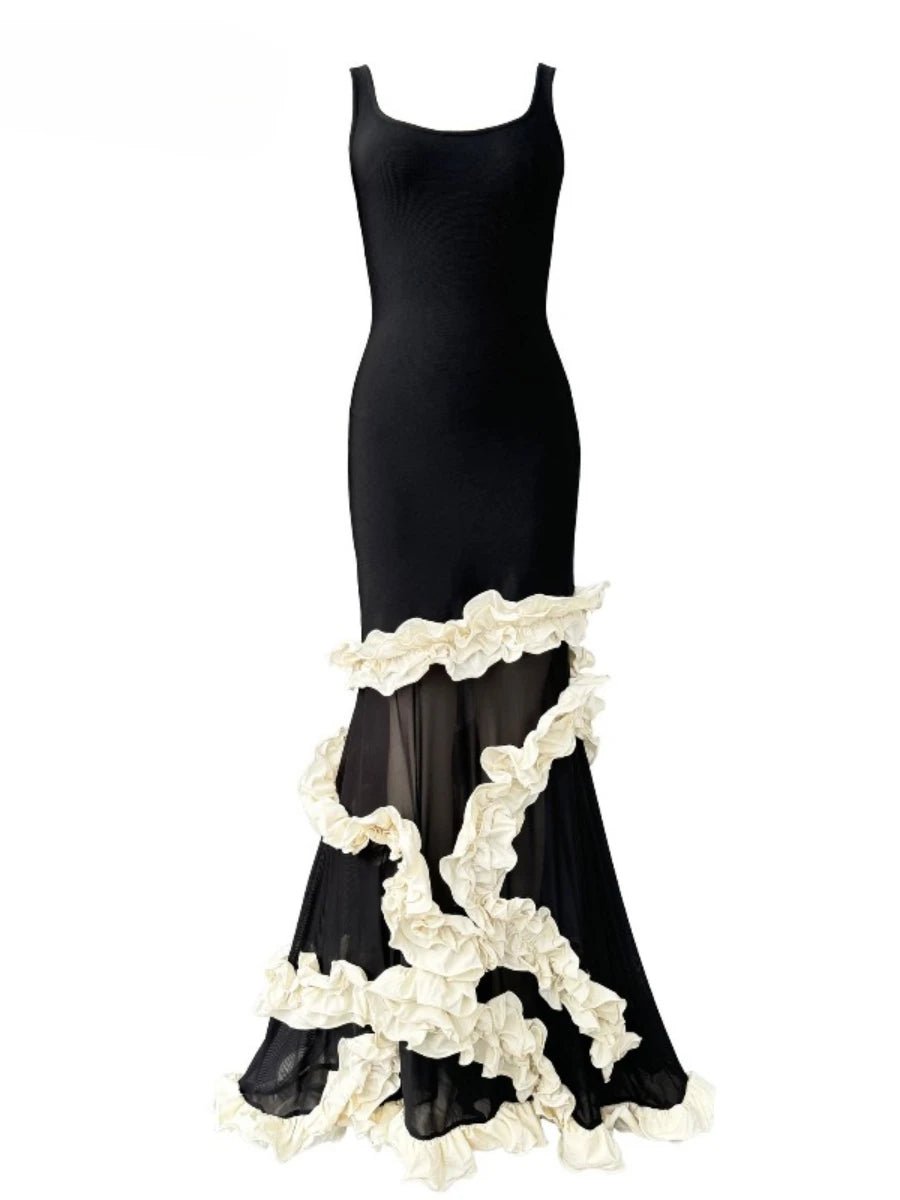 Casandra is a floor - length sheer mesh evening dress - Lu Di Lusso