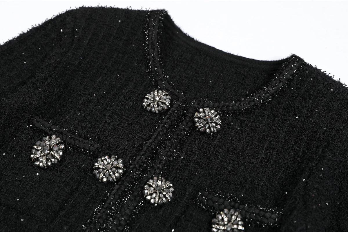 Célivine Knitted Rhinestone Button Mermaid Dress - Lu Di Lusso