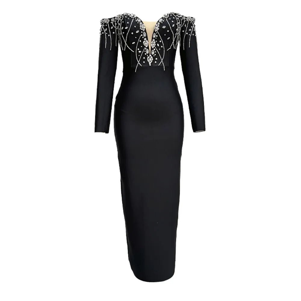 Celverra bandage maxi dress with Crystal - Lu Di Lusso