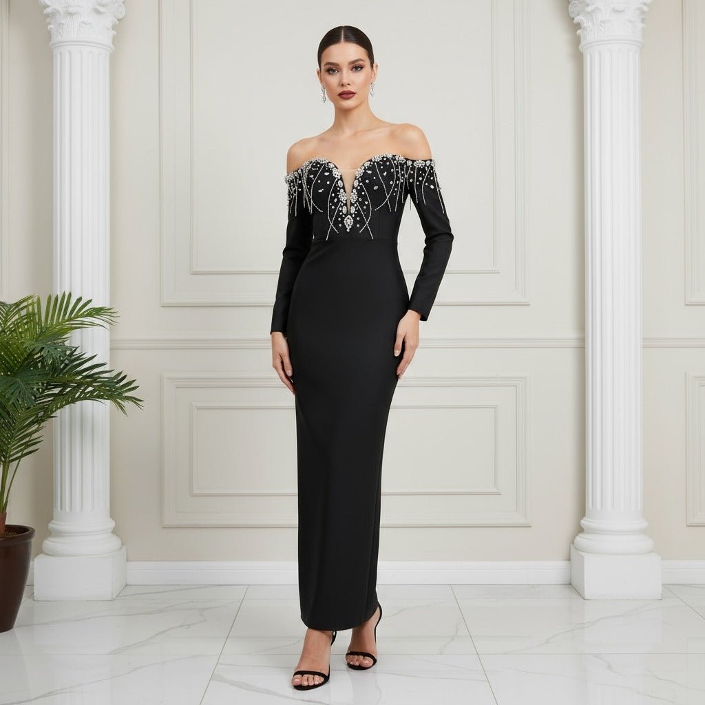 Celverra bandage maxi dress with Crystal - Lu Di Lusso