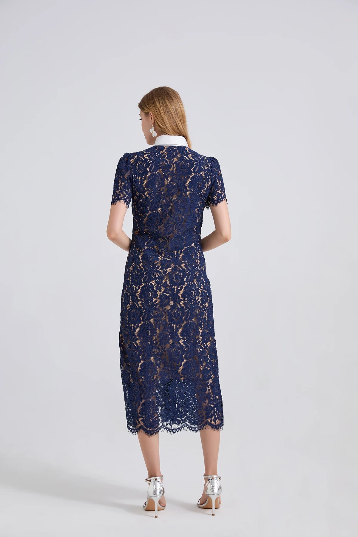 CLAIRELLE French Lace Midi Dress - Lu Di Lusso