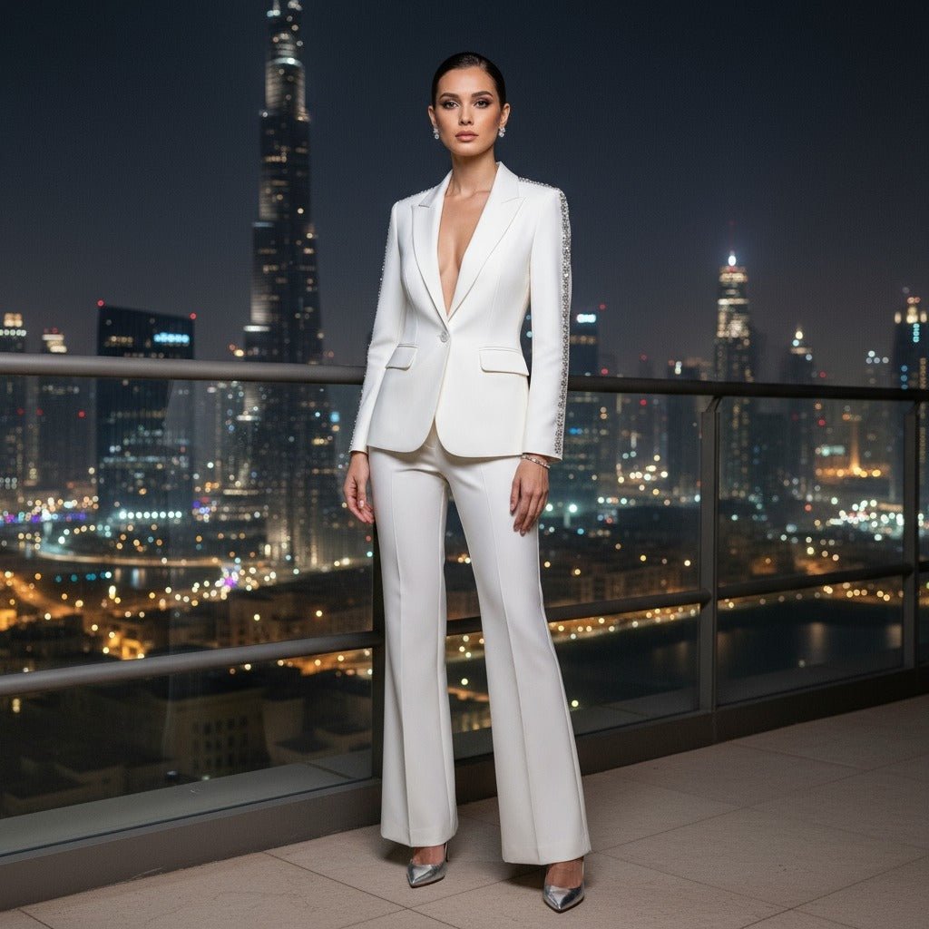 Crystanova A dazzling crystal - embellished blazer and pants set - Lu Di Lusso