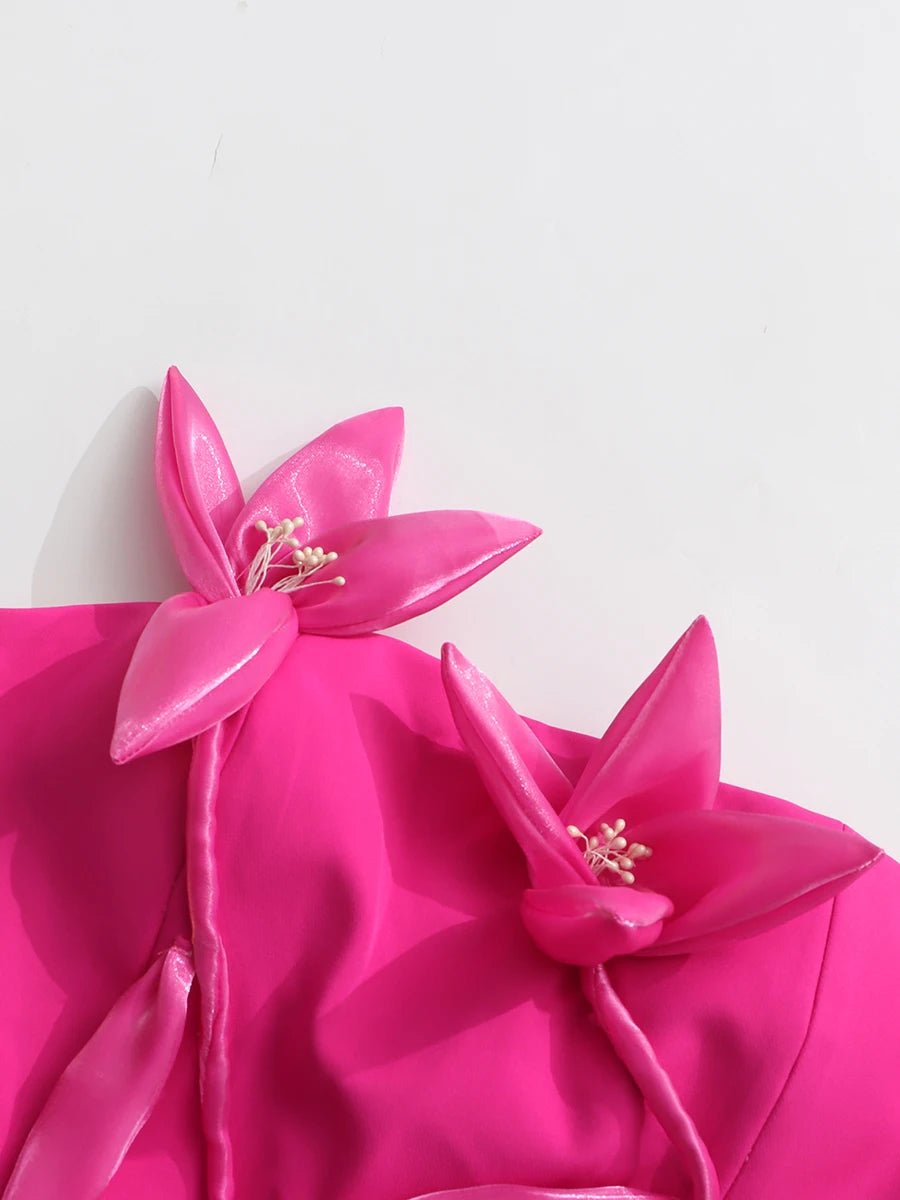 Daliamori Luxury Strapless Midi with 3D Floral Dress - Lu Di Lusso