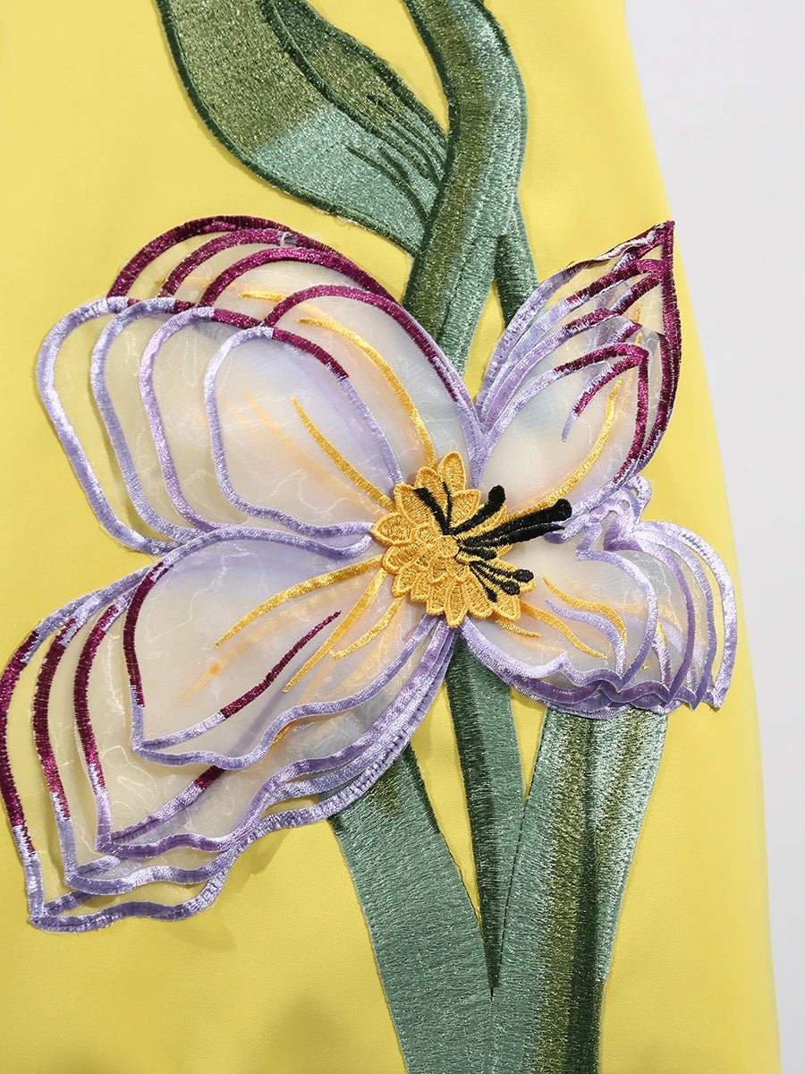 Dama mini dress with 3Dfloral details - Lu Di Lusso