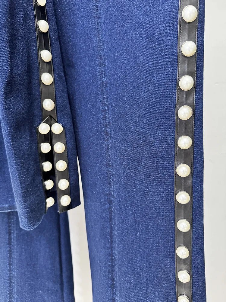 DENARA Beaded Denim Suit - Lu Di Lusso