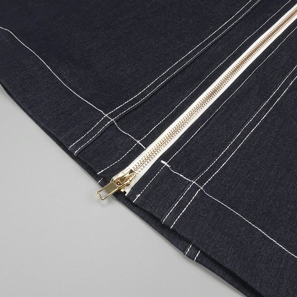 DENAVIA Backless Denim Maxi Dress - Lu Di Lusso