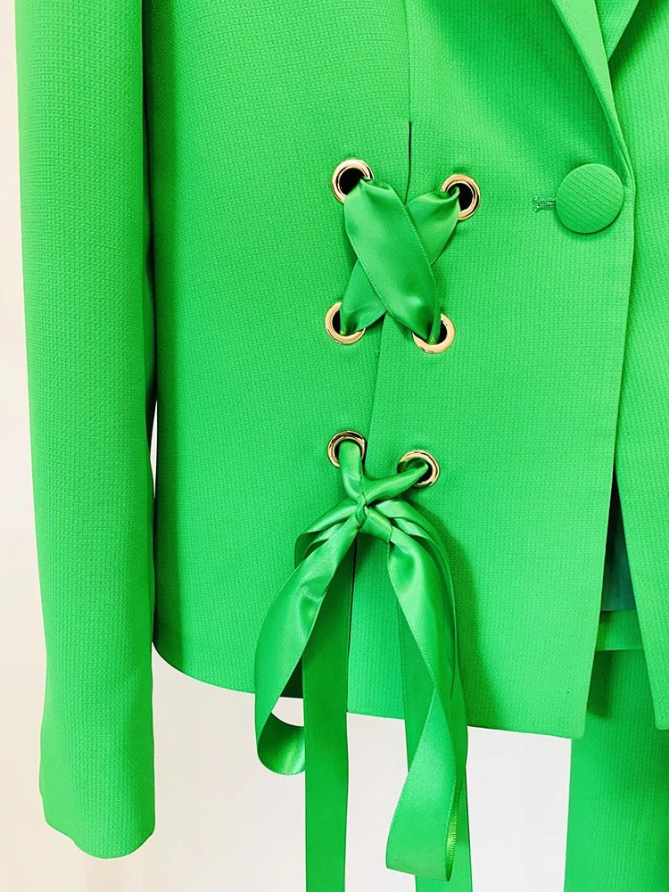 Eleganca A refined jacket and pants set with Ribbon details - Lu Di Lusso
