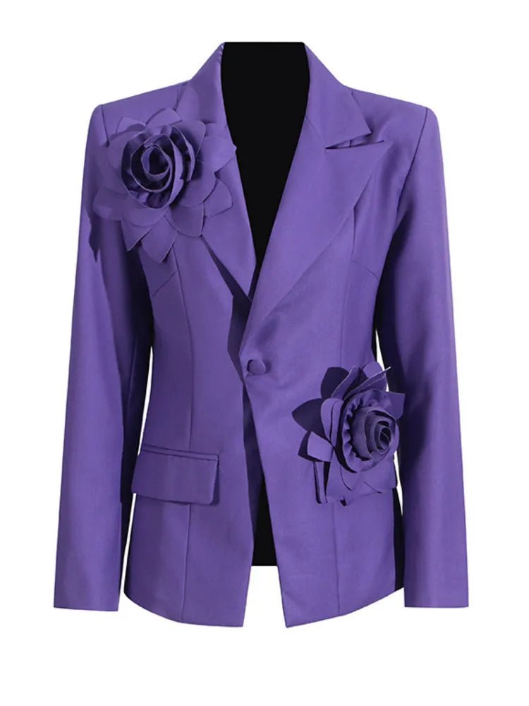 Élivette elegant blazer with 3D floral details - Lu Di Lusso
