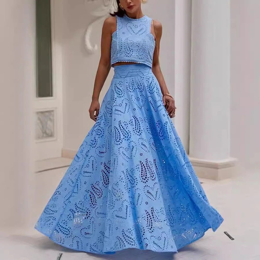 ELVÉNA Embroidered Skirt Set - Lu Di Lusso