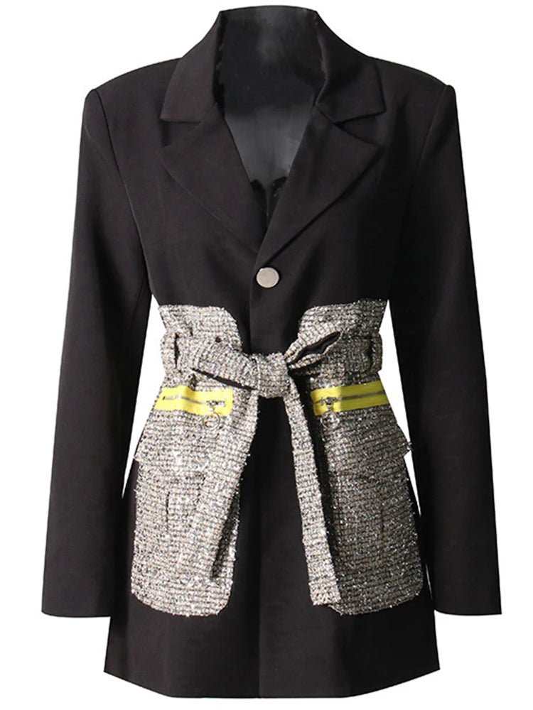 Evéra Splice Woolen Lapel jacket - Lu Di Lusso