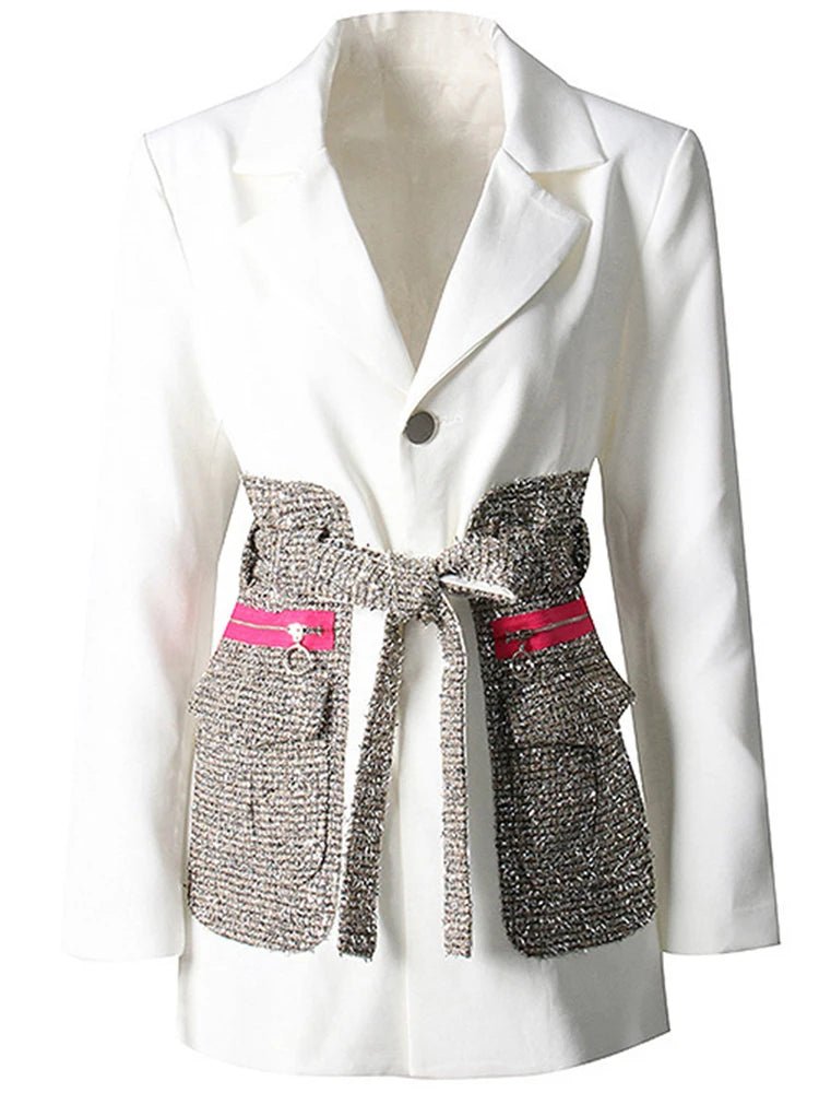 Evéra Splice Woolen Lapel jacket - Lu Di Lusso