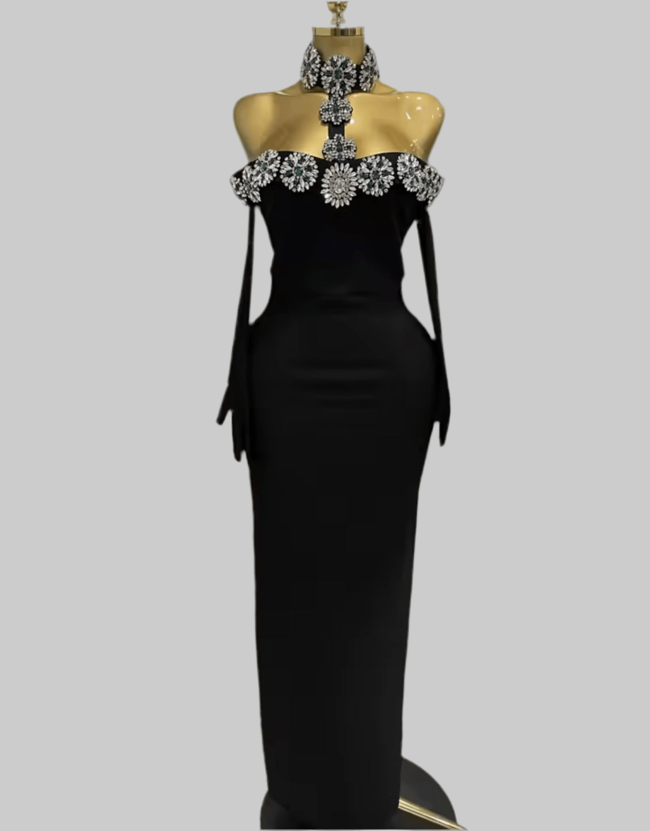 black beaded bodycon dress Fatalé Noir Crystal-Beaded Bodycon Gown