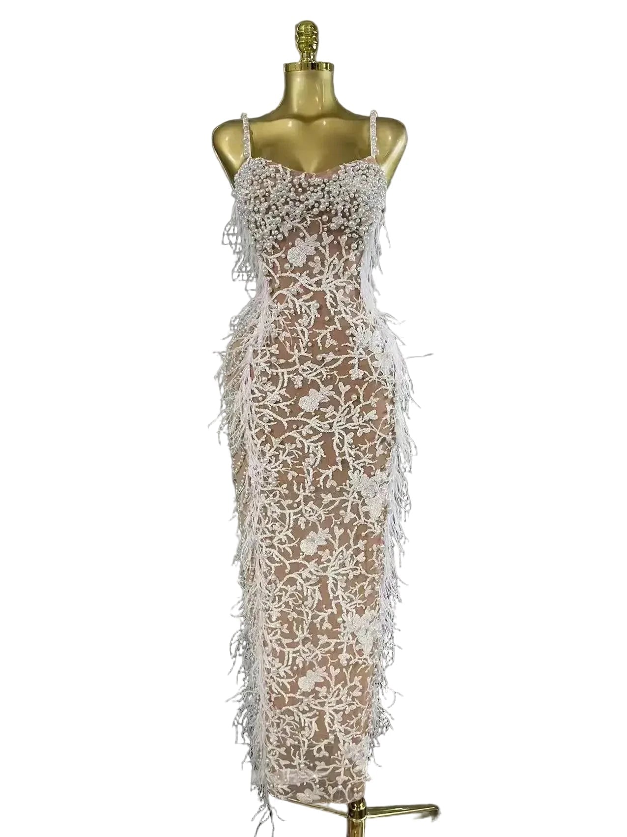 FEYRA Feather Evening Dress - Lu Di Lusso