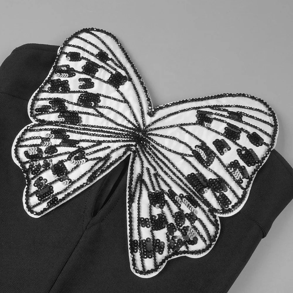 Fionka mini dress with butterfly bow. - Lu Di Lusso
