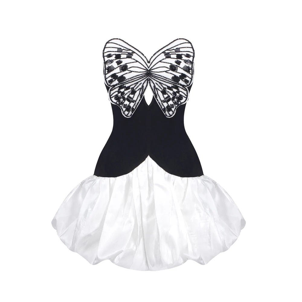 Fionka mini dress with butterfly bow. - Lu Di Lusso