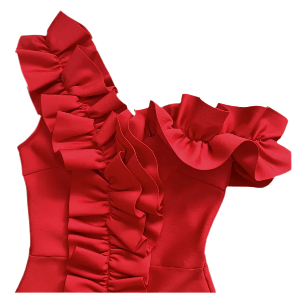 Flamenza Red off shoulder bandage dress - Lu Di Lusso