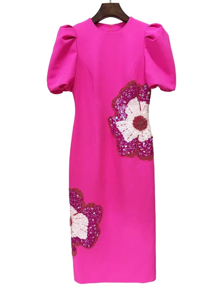 FLORENZA Floral Beaded Dress - Lu Di Lusso