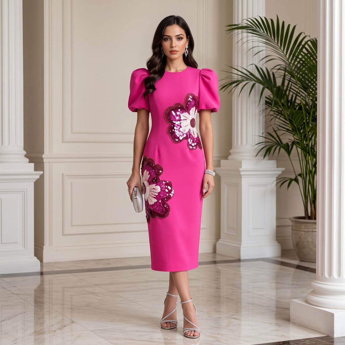 FLORENZA Floral Beaded Dress - Lu Di Lusso
