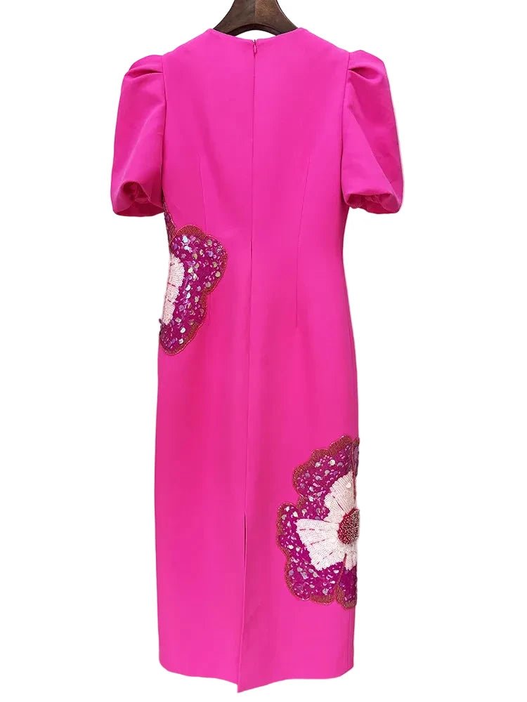 FLORENZA Floral Beaded Dress - Lu Di Lusso