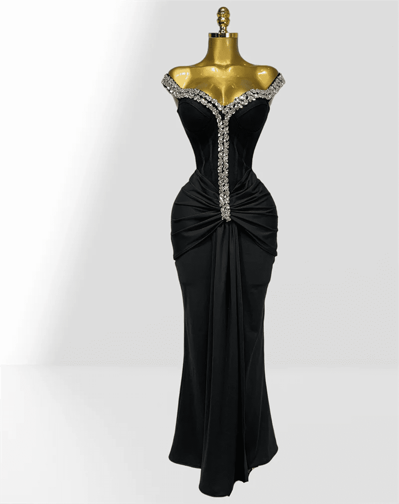 GLAMY Off-Shoulder Diamond Bandage Dress – Lu Di Lusso