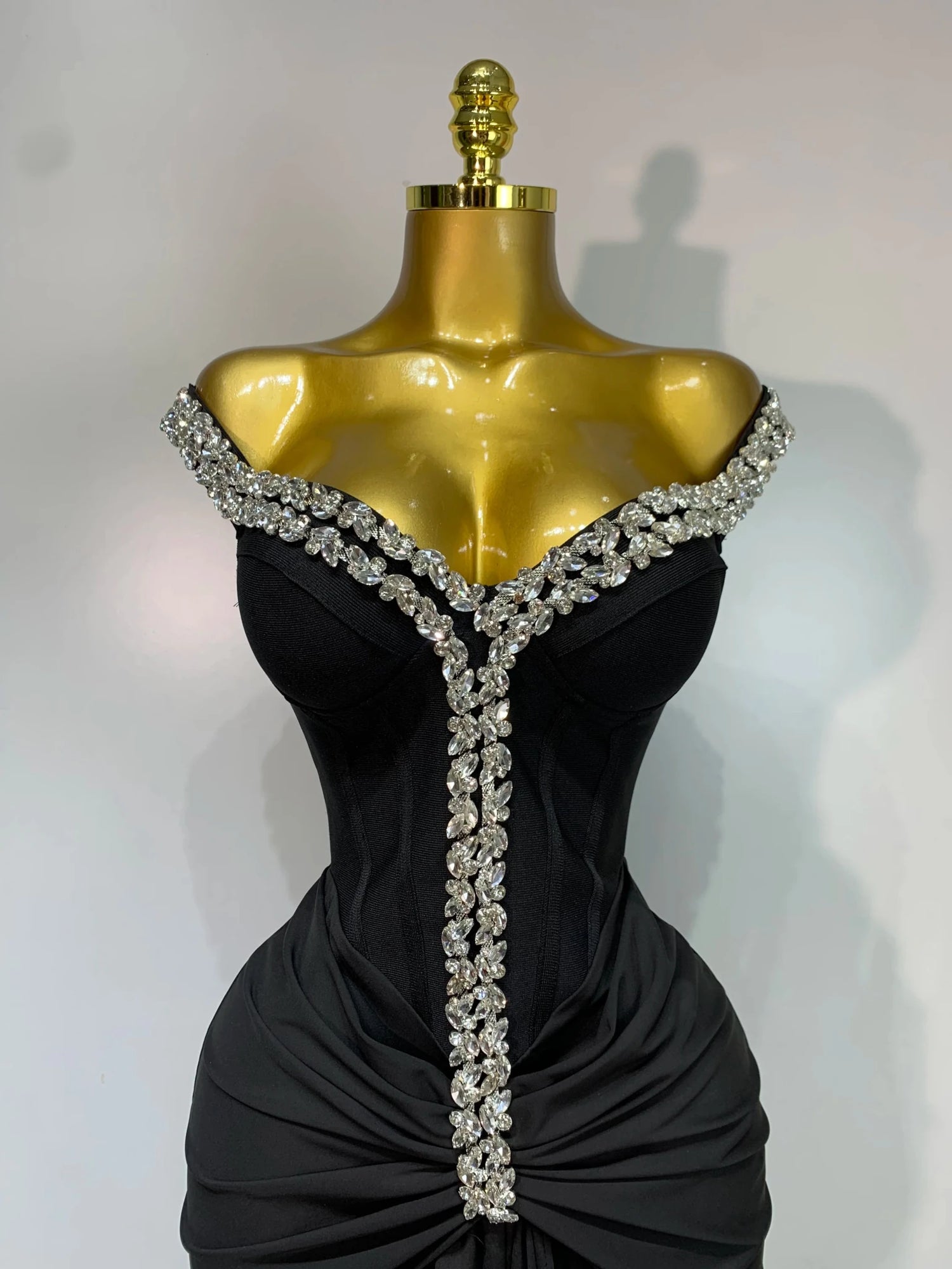 GLAMY Off - Shoulder Diamond Bandage Dress - Lu Di Lusso