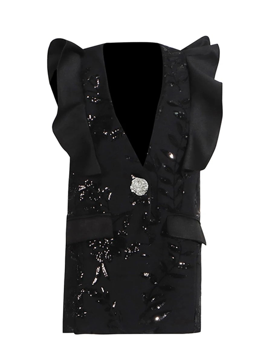 Glimmara Vintage - inspired sequin patchwork vest - Lu Di Lusso
