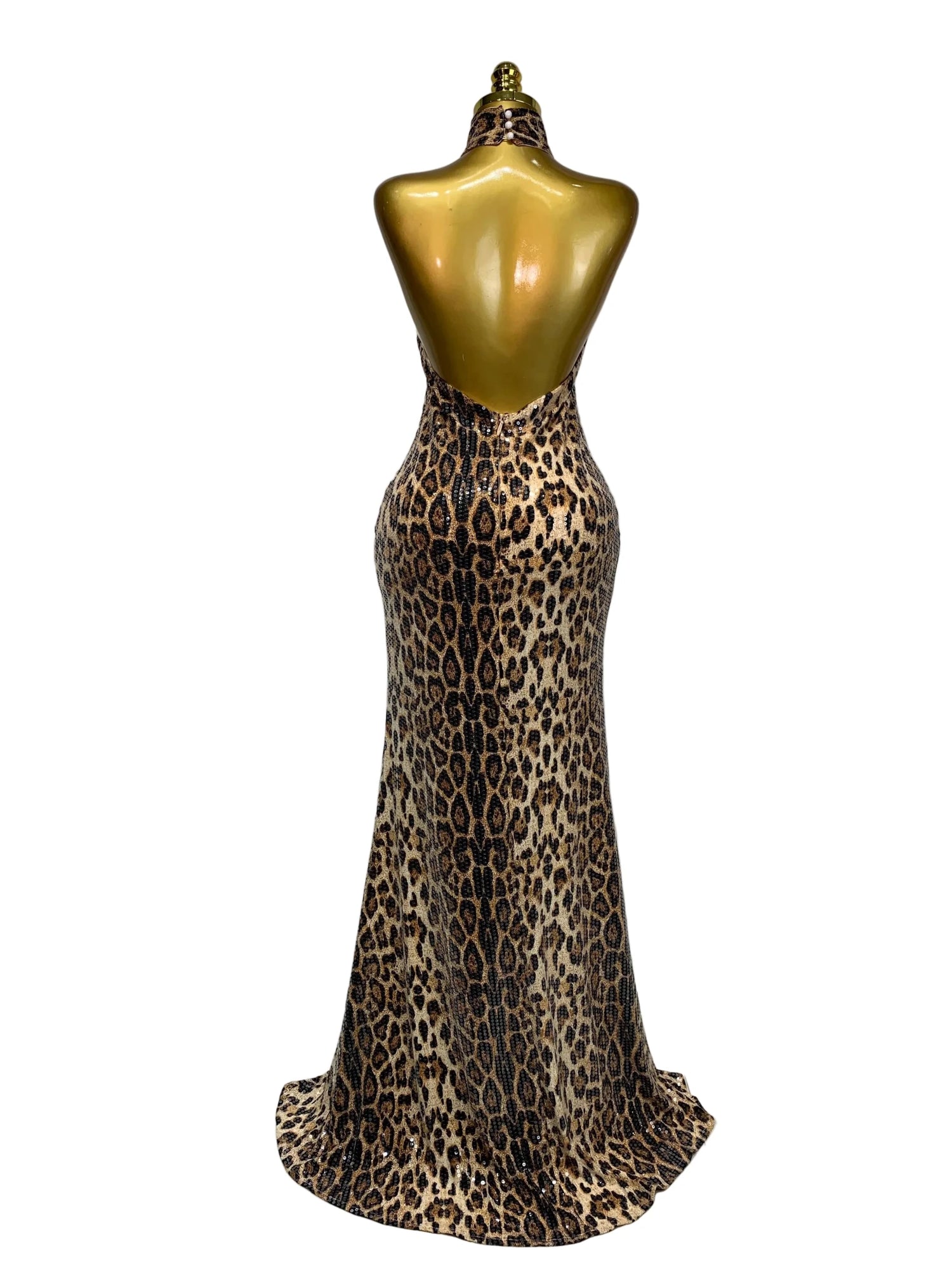 LEOPARIS Halter Maxi Dress - Lu Di Lusso