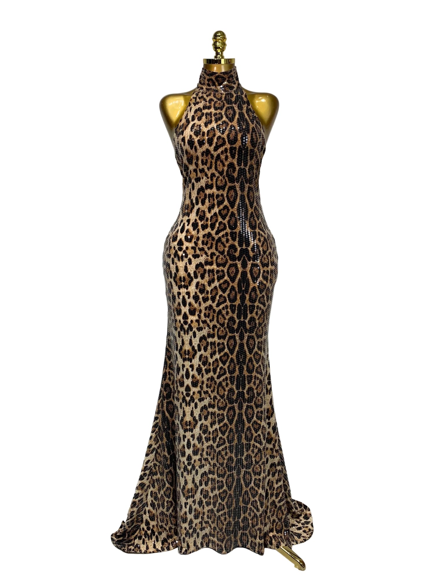 LEOPARIS Halter Maxi Dress - Lu Di Lusso
