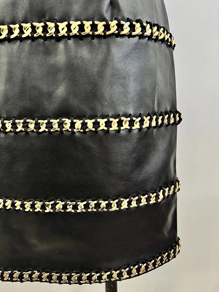 Lotessa One - Shoulder Leather Mini Dress - Lu Di Lusso