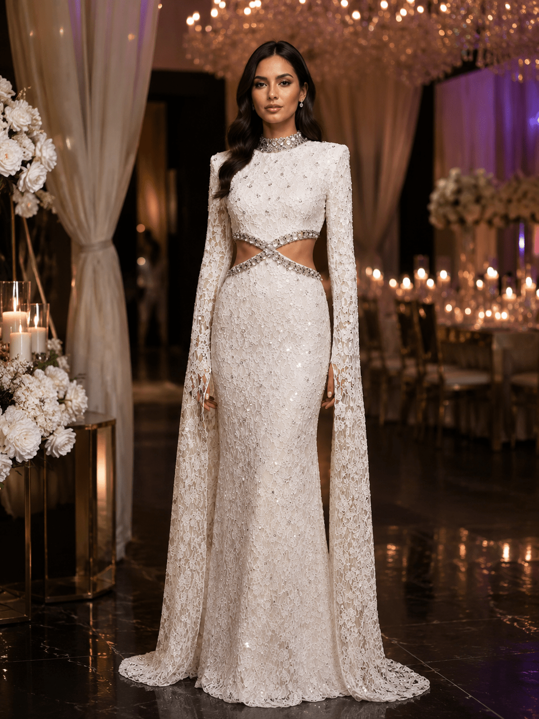 LUCÉLIA Lace Maxi Dress - Lu Di Lusso
